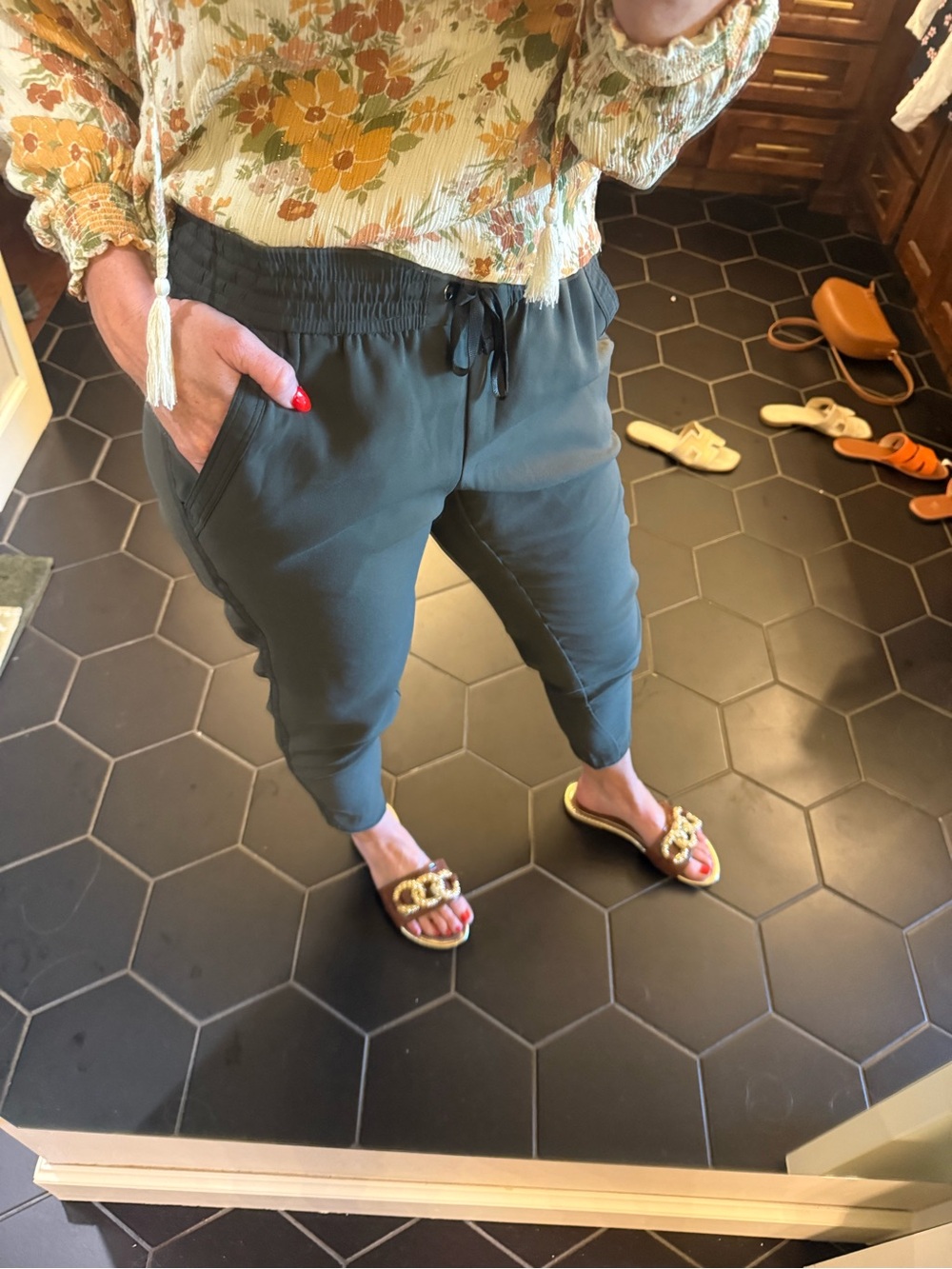 LOFT Olive Green Drawstring Jogger Pants